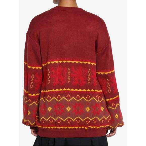 Harry Potter Wizarding World Gryffindor Fair Isle Cardigan Red Size Small - Picture 2 of 10